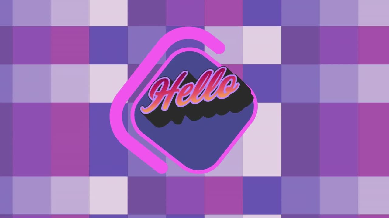 animación del texto de saludo sobre las formas.