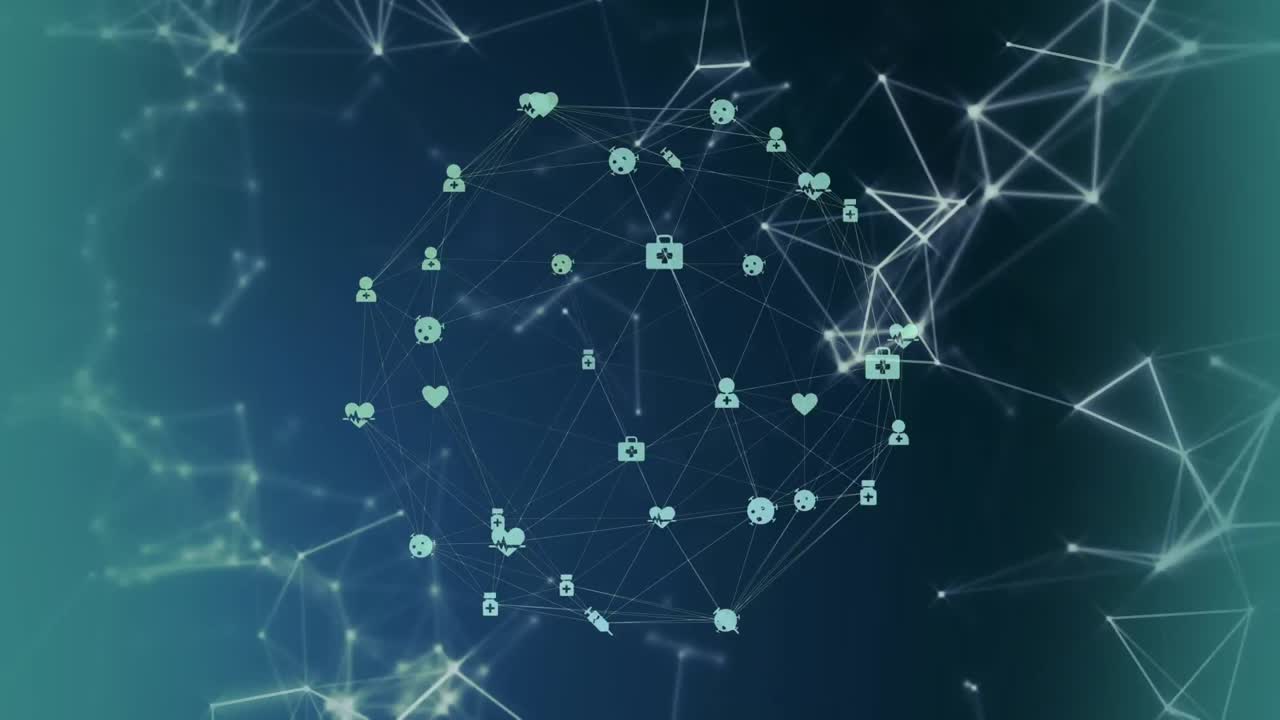 animación de la red de conexiones sobre fondo azul