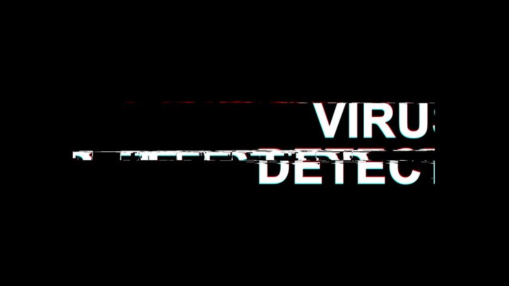 Virus Detected Glitch Effect Text Digital TV Distortion 4K Loop Animation
