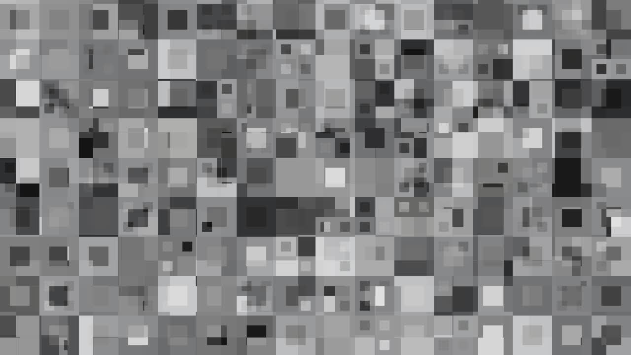 Motivo a mosaico astratto in scala di grigi, ripetibile, sfondo con design geometrico a pixel grigi digitali