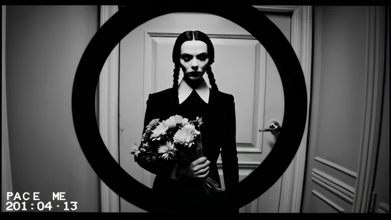 Black and White Portrait of a Woman in a Gothic Dress