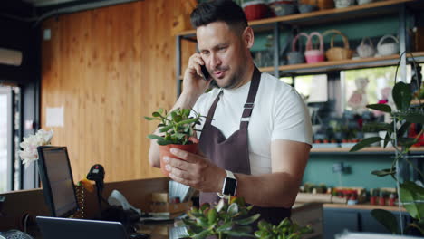 florist employee talking on phone