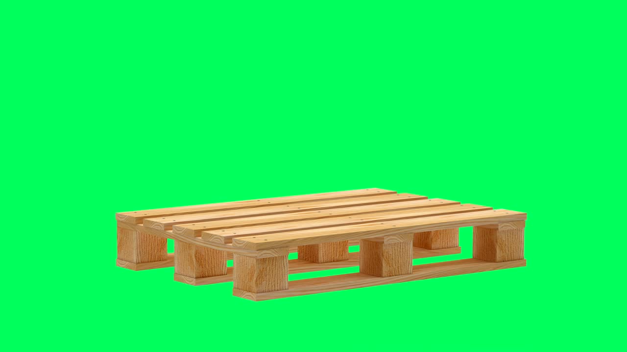 la paleta de madera gira en una pantalla verde. animación 3d