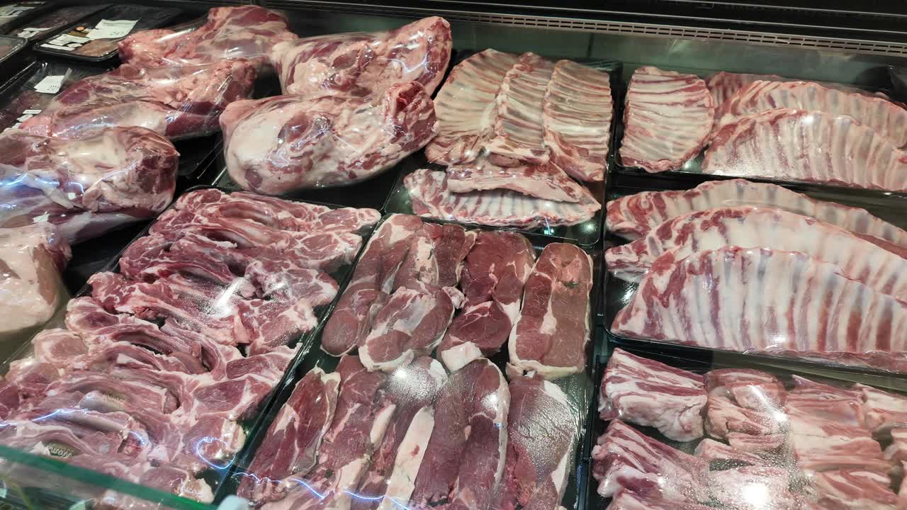 Variety of Fresh Meat Cuts on Display