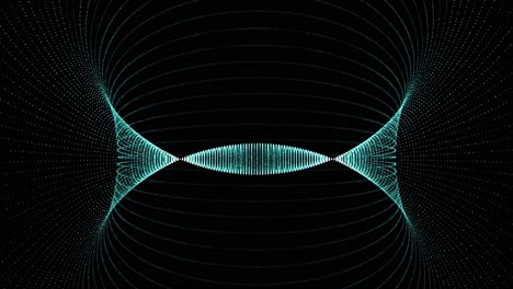 líneas y formas abstractas brillantes de color azul y verde en un fondo oscuro