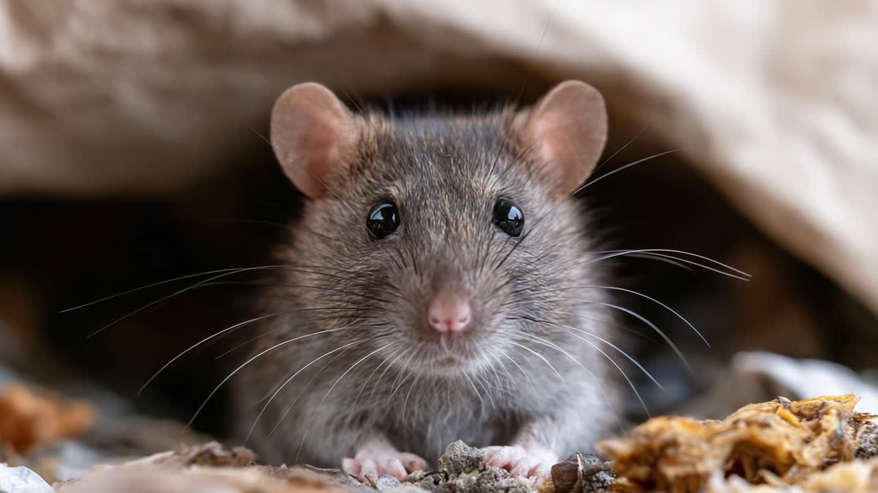 A Close-Up Encounter with a Curious Mouse in Its Natural Habitat: Capturing the Intricacies of Wildlife Through an Intimate Lens