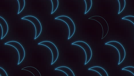patrón de luna creciente de neón azul en estilo retro