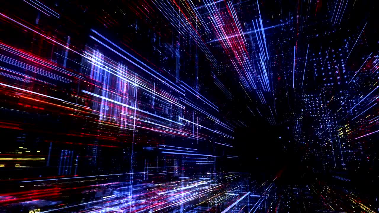 ciudad virtual digital abstracta. escaneo de la ciudad para el concepto de ataque de hackers. render 3d 4k bucle