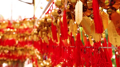 vibrant red and gold decorations in hong kong