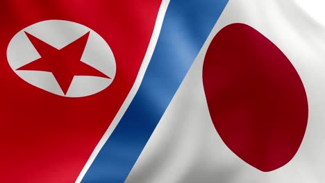 north korea and japan flags together