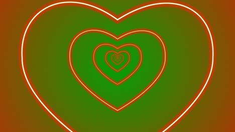 heart romance love animation valentine's day neon light tunnel portal visual effect background abstract color green brown