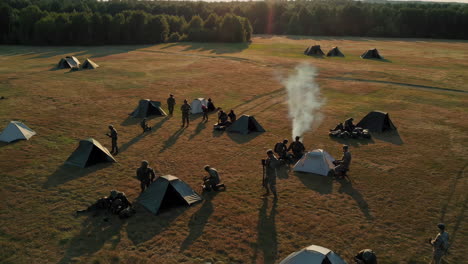 military personnel camping and training exercise