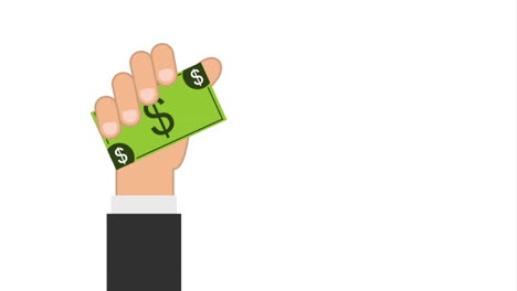 hand with bills dollars economy animation