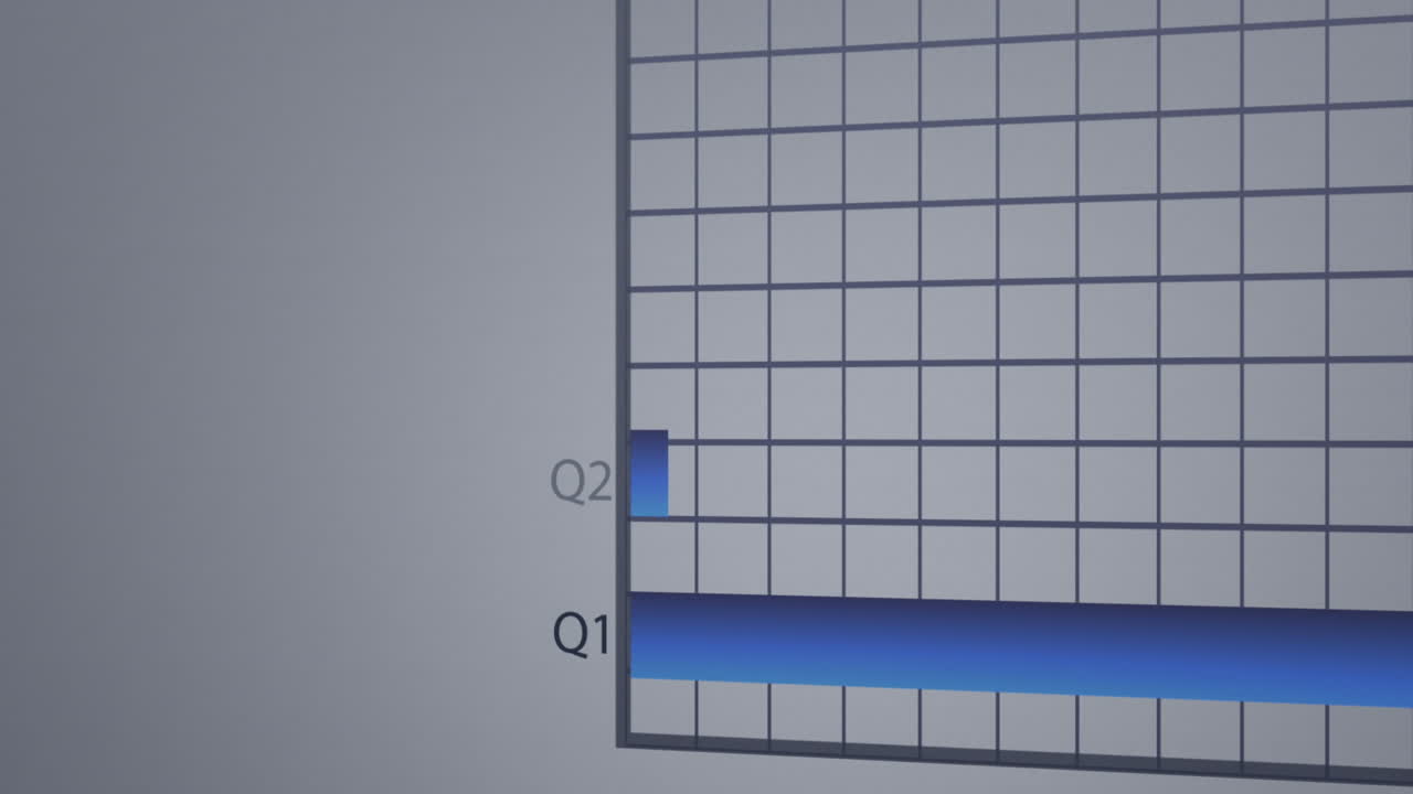 animación del procesamiento de datos financieros sobre una cuadrícula sobre un fondo gris.