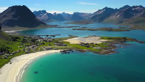 Beach-Lofoten-islands-is-an-archipelago-in-the-county-of-Nordland,-Norway.