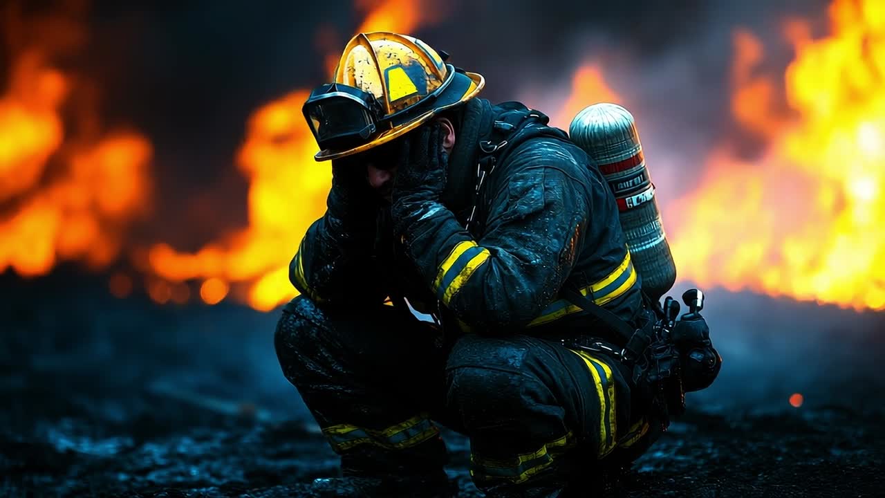 Firefighter at a fire scene