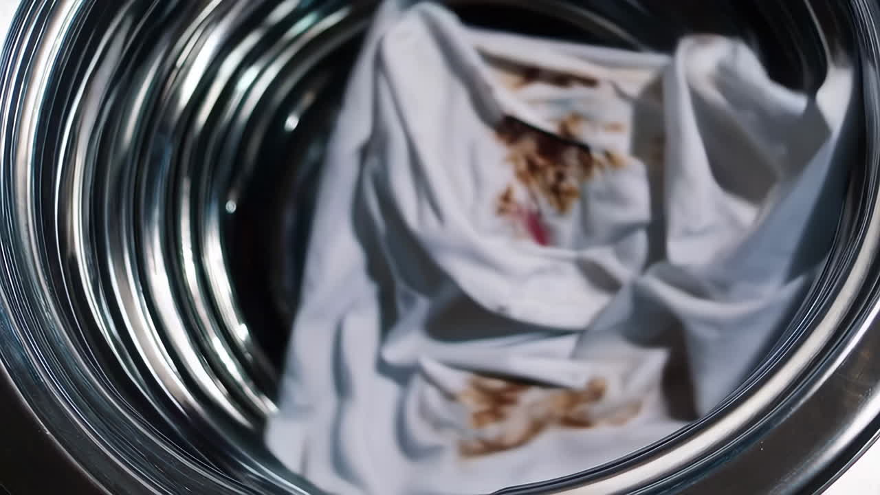 Dirty White Shirt in a Washing Machine