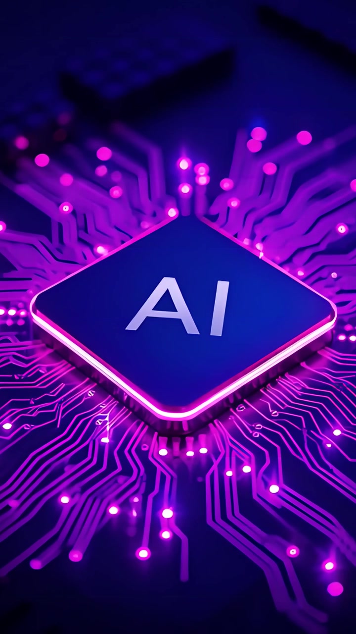Sfondo Tecnologico Futuristico con Scheda Madre e Chip AI 4K