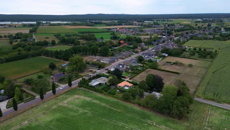 top view of countryside with urban settlement, the harmonious blend of urban and rural