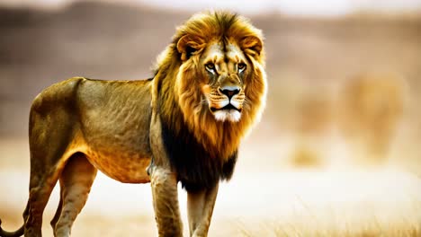 majestic lion in the african savanna