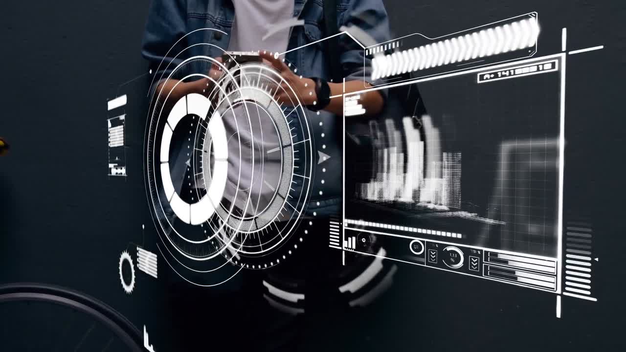 animación de estadísticas y procesamiento de datos sobre el hombre utilizando un teléfono inteligente