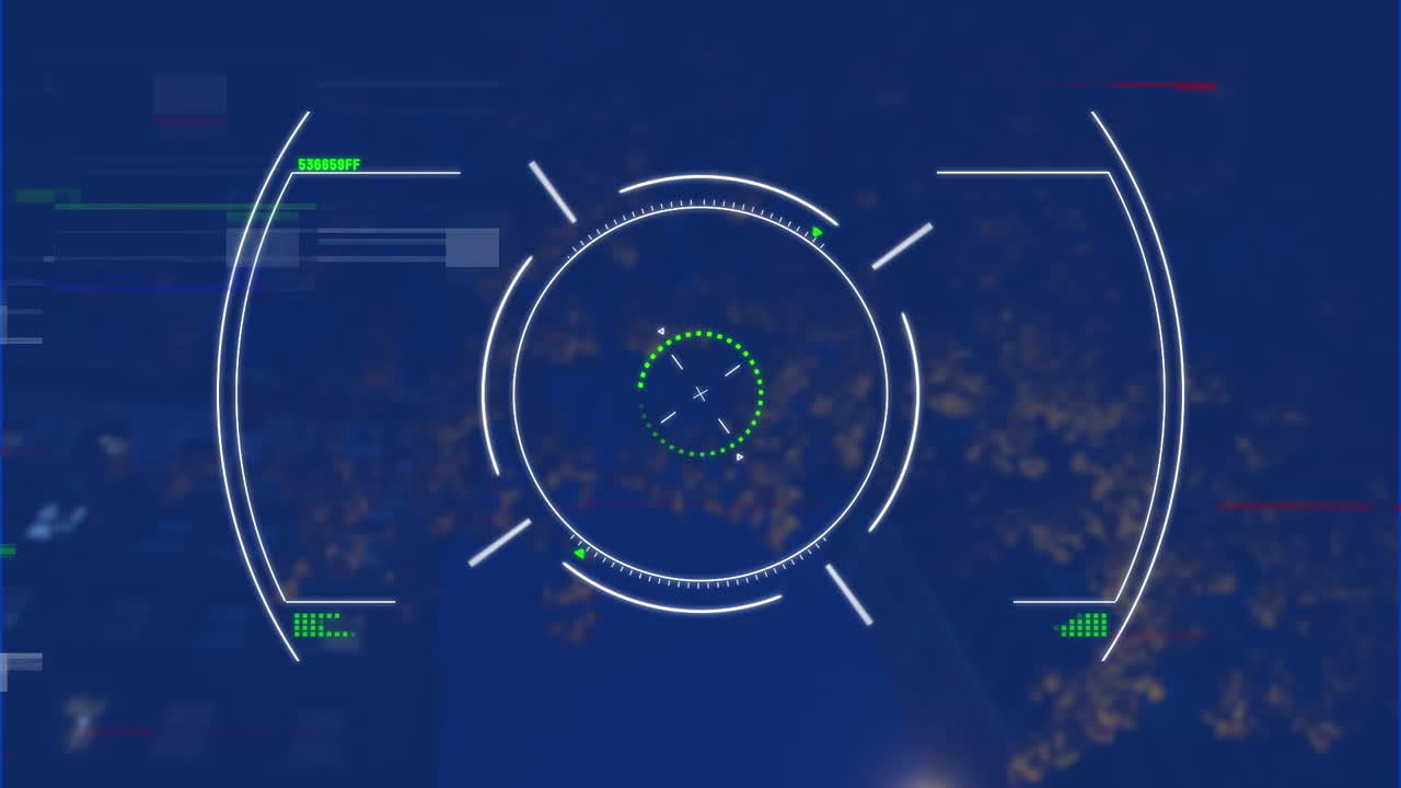 анимация обработки данных с сканированием объекта над помехами и листьями