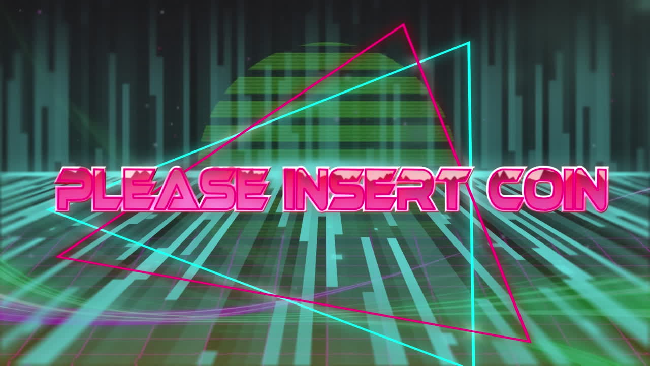 동전 텍스트를 삼각형 위에 바와 태양을 배경으로 입하십시오.