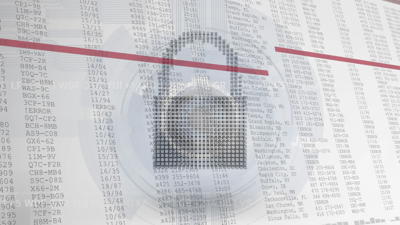 animación del candado de seguridad en línea con procesamiento de datos en segundo plano