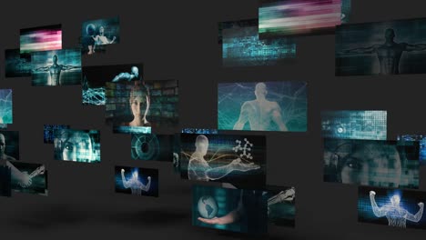 concetto di tecnologie multimediali come sfondo di un video wall