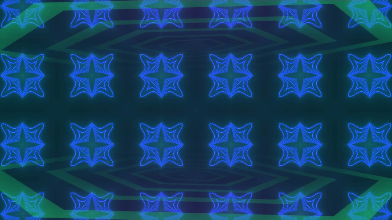 animación de formas verdes que se mueven sobre cruces azules