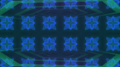 animation of green shapes moving over blue crosses