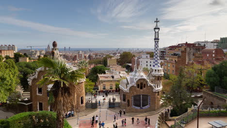 timelapse of the barcelona skyline shot from parc guell.