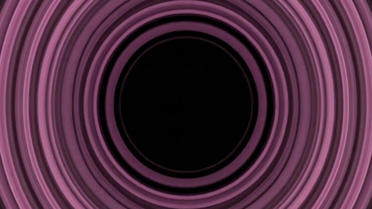 Círculos concéntricos abstractos rosas pulsando sobre fondo negro