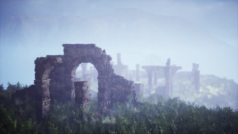 misty ruins of an ancient city