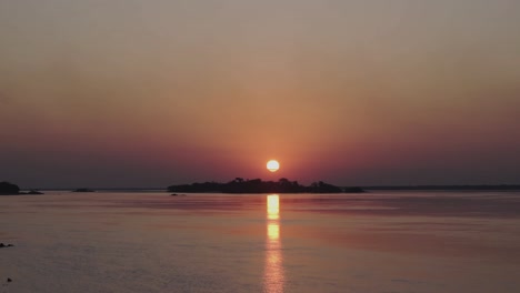 beautiful sunset on parana river, city of itati, argentina