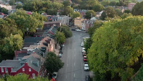 aerial above american urban city street