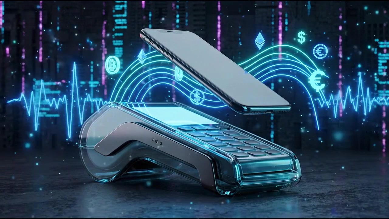 Smartphone Making Contactless Payment on Digital Terminal