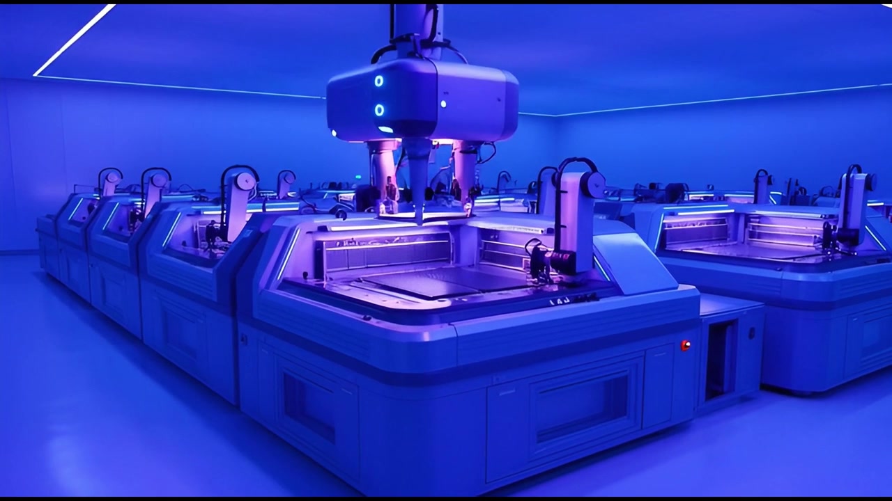Automated Robotic Arms Working in a High-Tech Manufacturing Facility