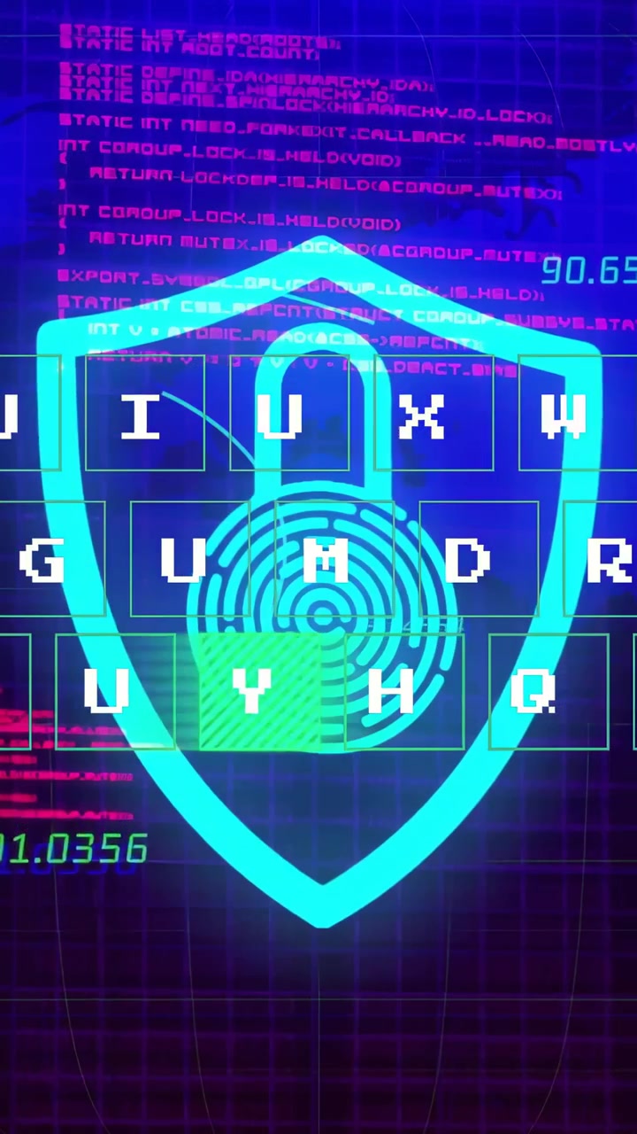 Vertical video: Top code causing shield pulsing fingerprint, tiles mixing and scan finishing auth