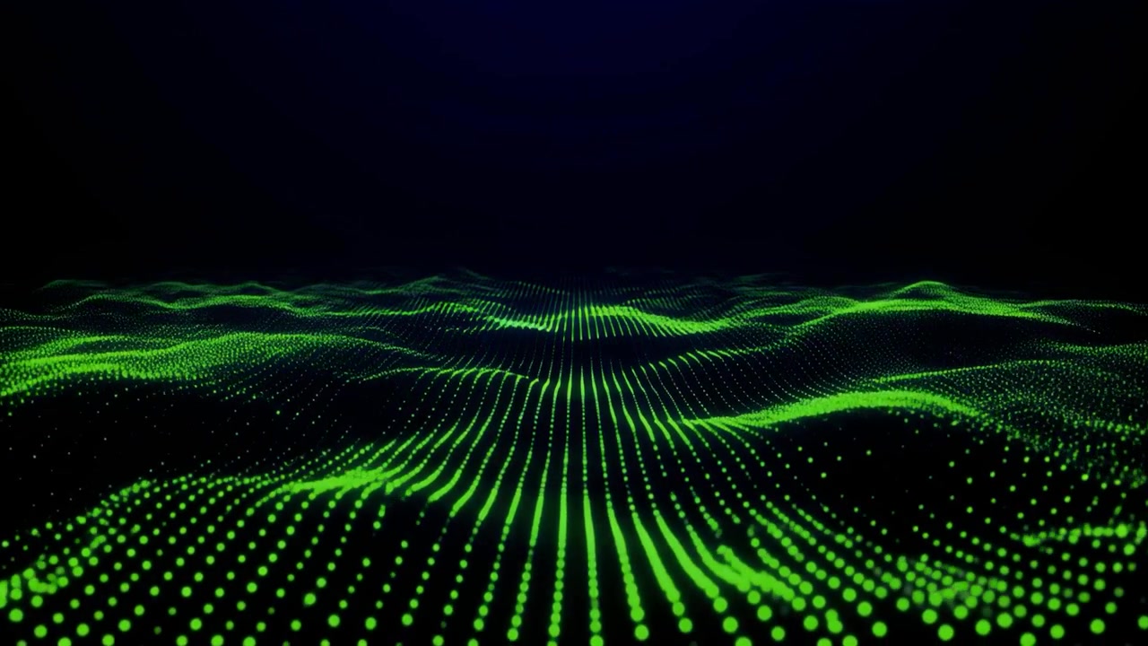 Abstract Green Digital Particle Wave Motion Background