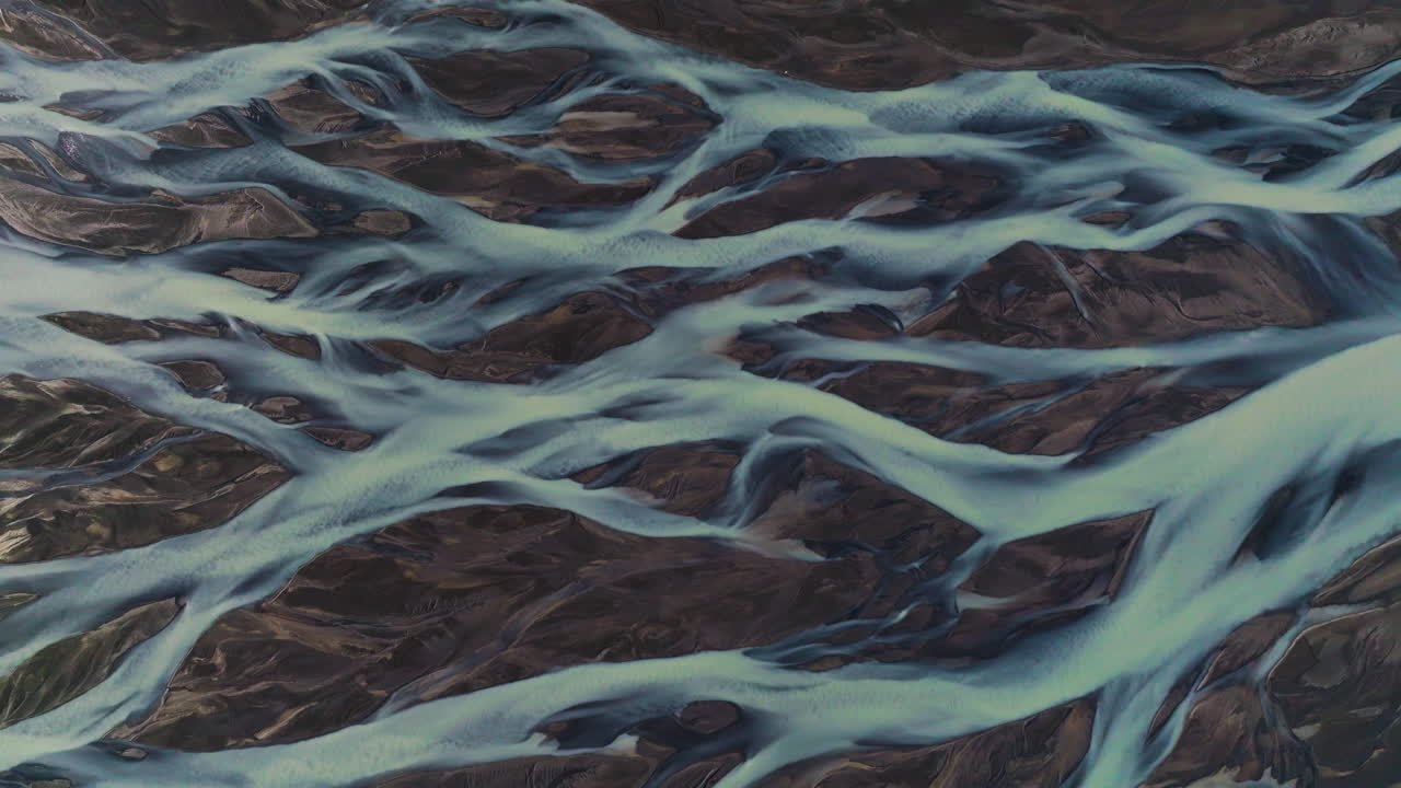 Braided Streams Of Glacial River In K&aacute;lfafell, Iceland - Aerial Drone Shot