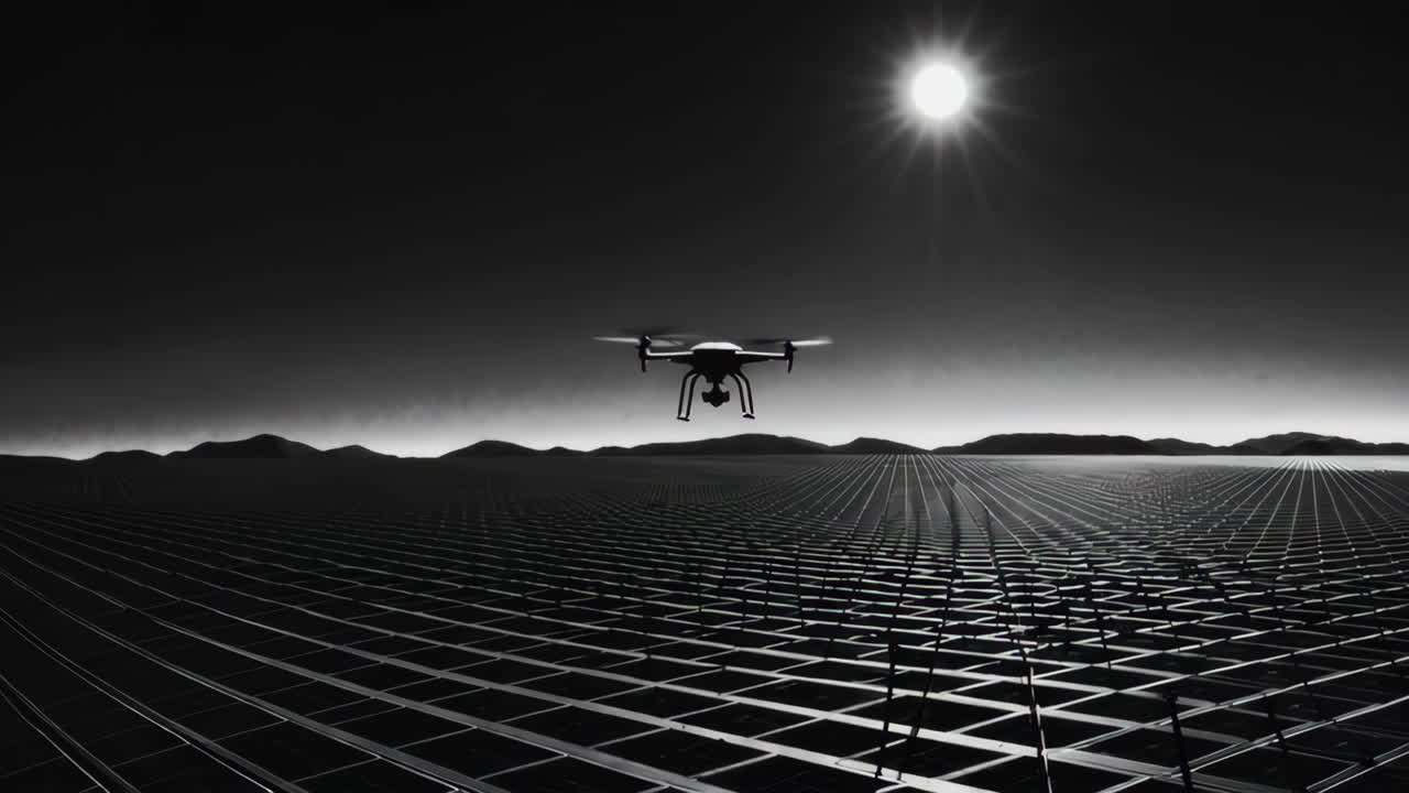 Drone over Solar Panel Farm