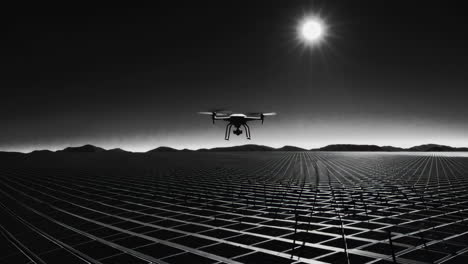 drone over solar panel farm