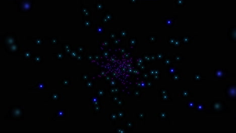 Bewegung-Blaue-Partikel-und-Sterne-In-Der-Galaxie