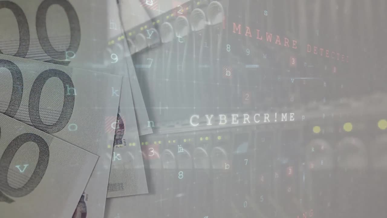 Animation of moving data processing over banknote