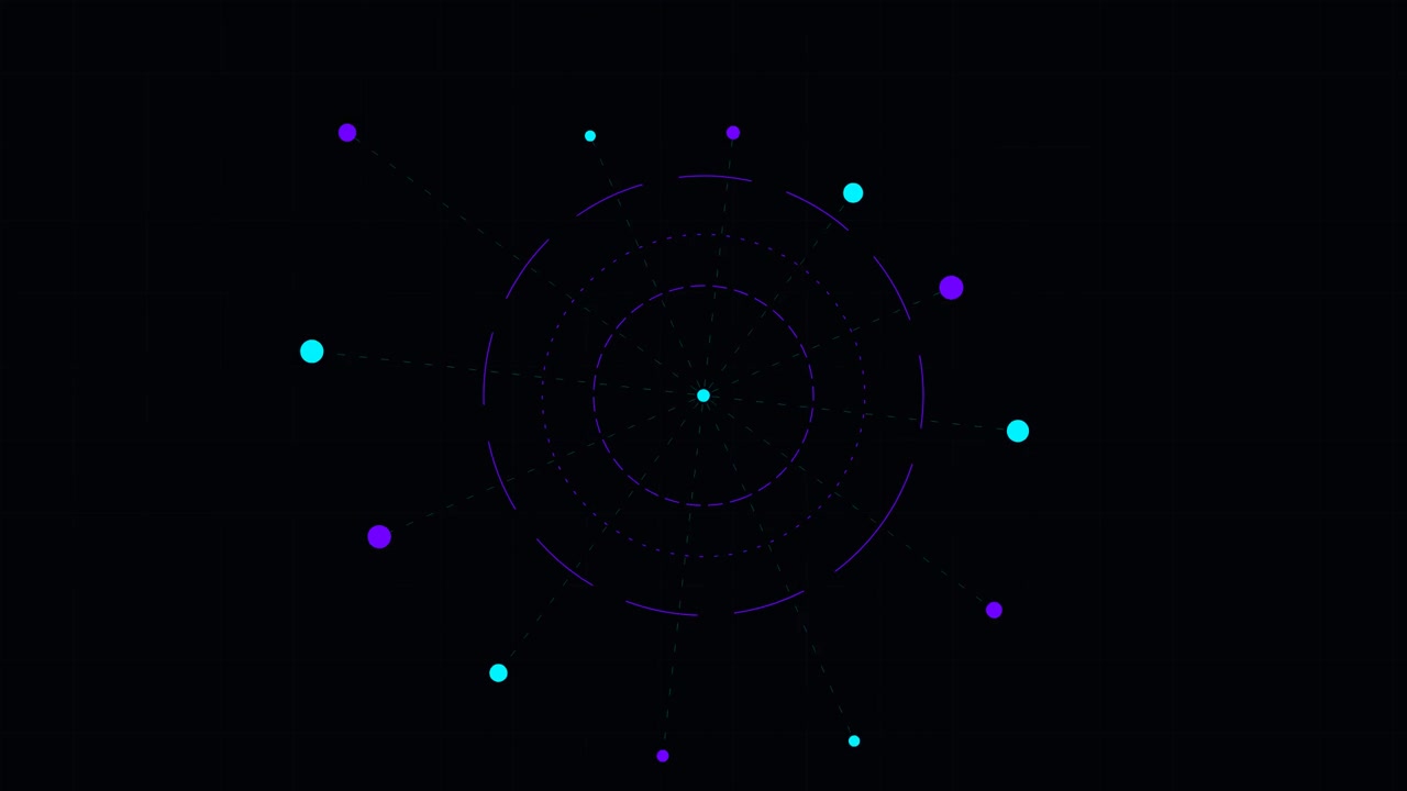 Motion Graphic Astratto di Cerchi e Punti Digitali Rotanti