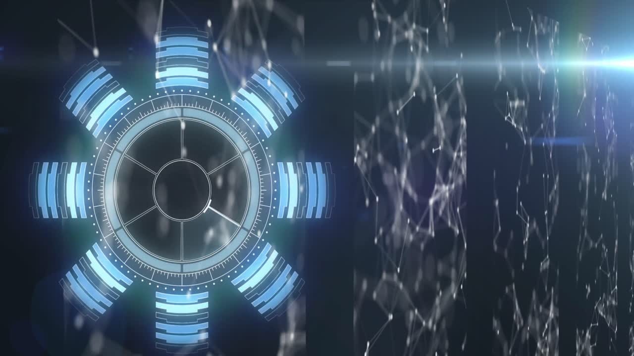 컴퓨터 서버를 통해 범위 스캐닝과 데이터 처리의 애니메이션