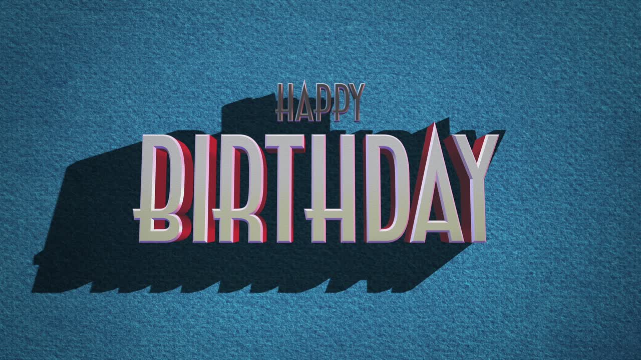 elegante tarjeta de cumpleaños azul con texto recortado y efecto sombra