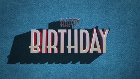 stylish blue birthday card with cut-out text and shadow effect