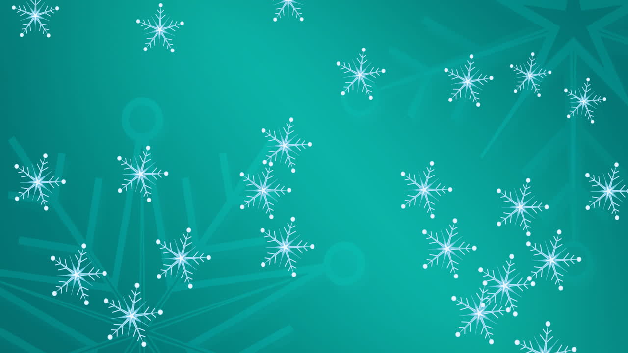 Animation of snowflakes falling on green background